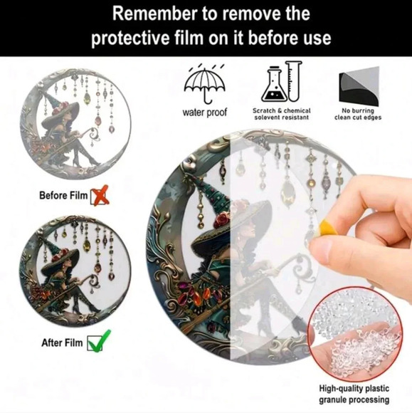 Enamel printed witch cottage core sun catcher dial gemstone hat women's decor - Picture 5 of 7